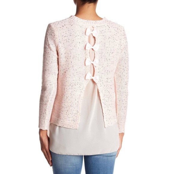 Blush Sweater Sequins Bow Back, Size M - Picture 3 of 8